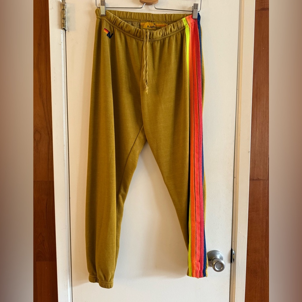 Aviator Nation 5 Stripe Neon Honey Sweatpants